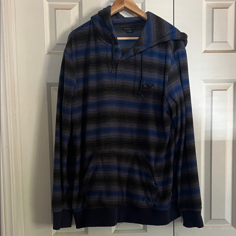 O'Neill Blue and Black Striped Hoodie
